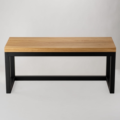 Banco con tapa de madera y estructura de metal de estilo industrial