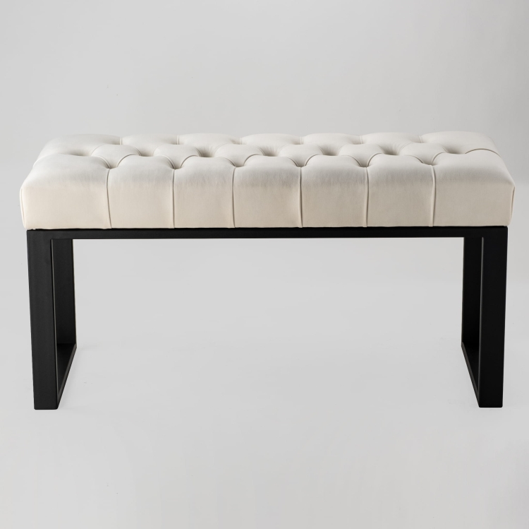 Banco de metal acolchado en color blanco