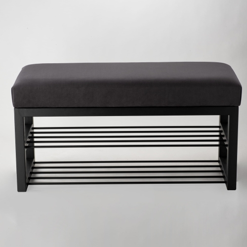 Banco industrial con estantes para zapatos, perfecto para interiores tipo loft