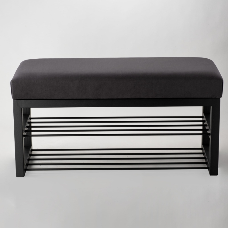 Banco industrial con estantes para zapatos, perfecto para interiores tipo loft