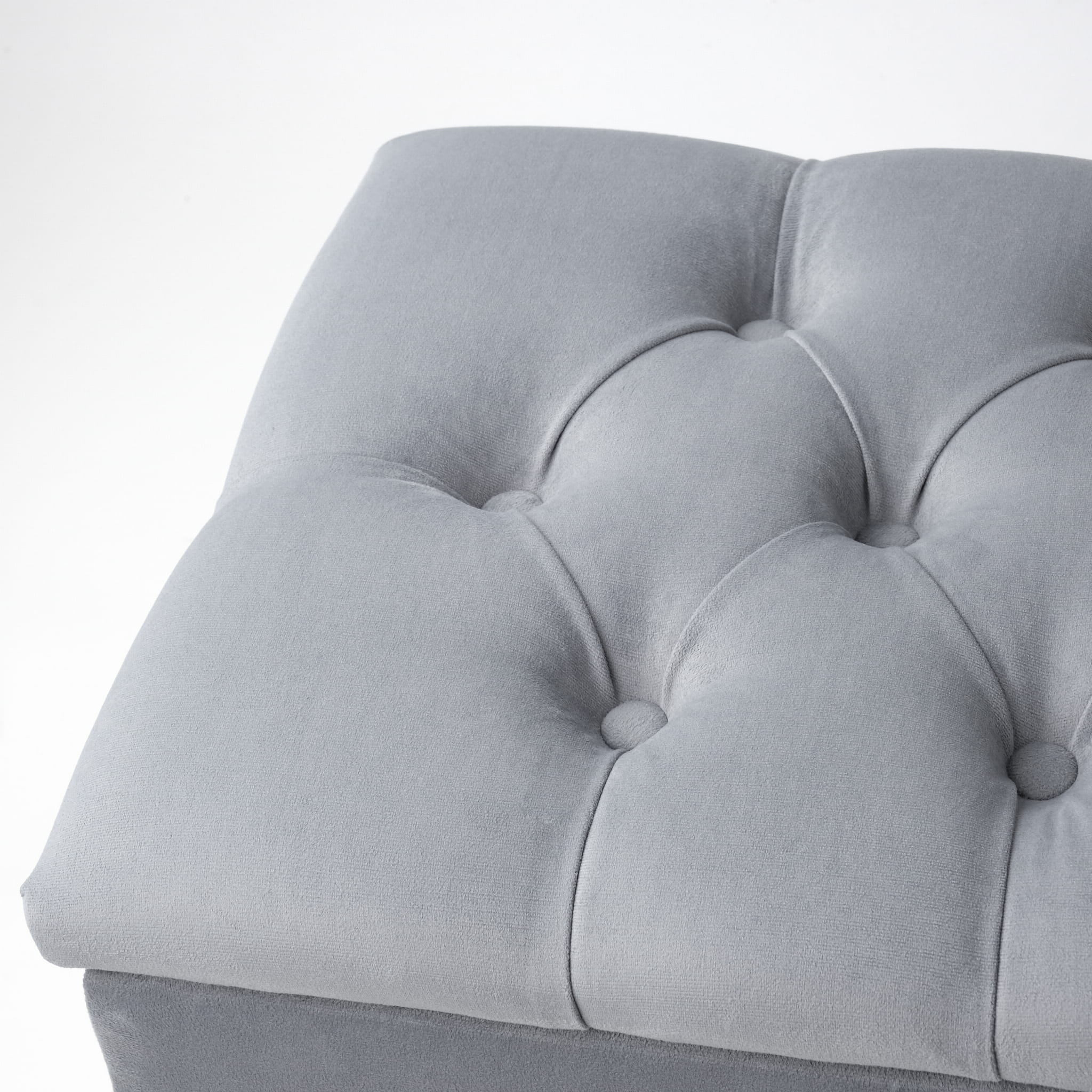 baúl de almacenamiento acolchado gris con asiento elevable