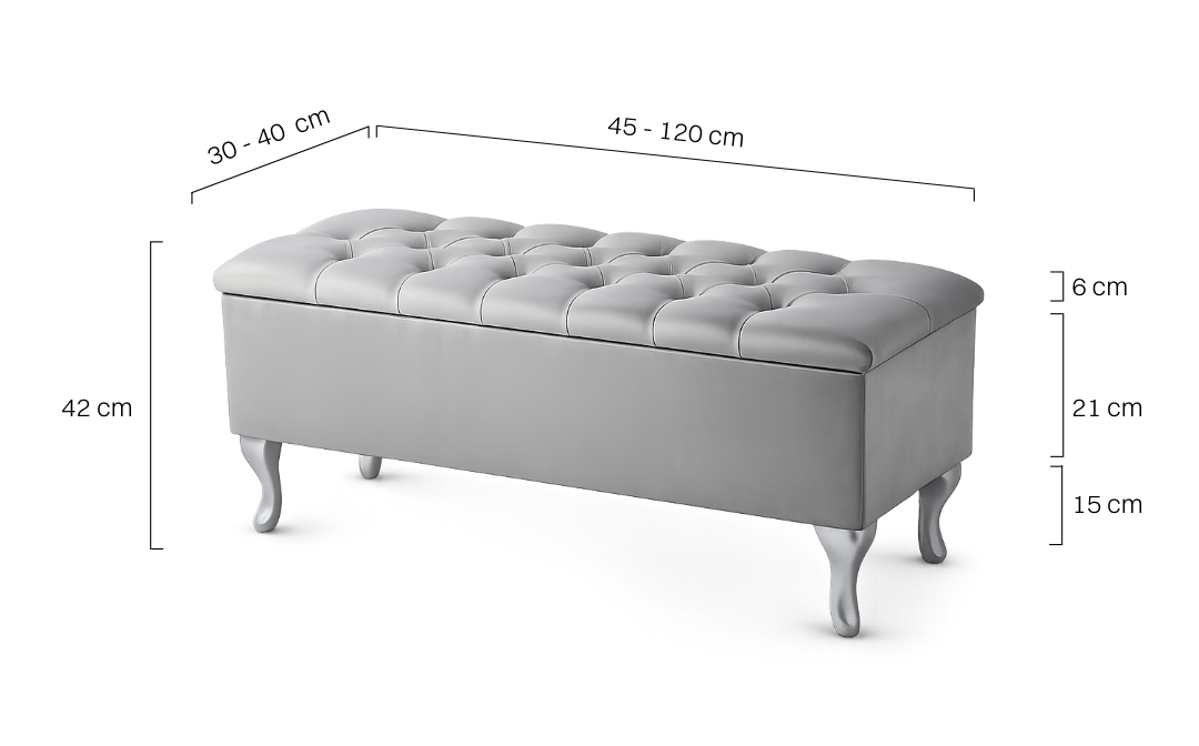 gesteppter Sitzpuff in Grau mit Stauraum, bequemer und funktionaler Platz