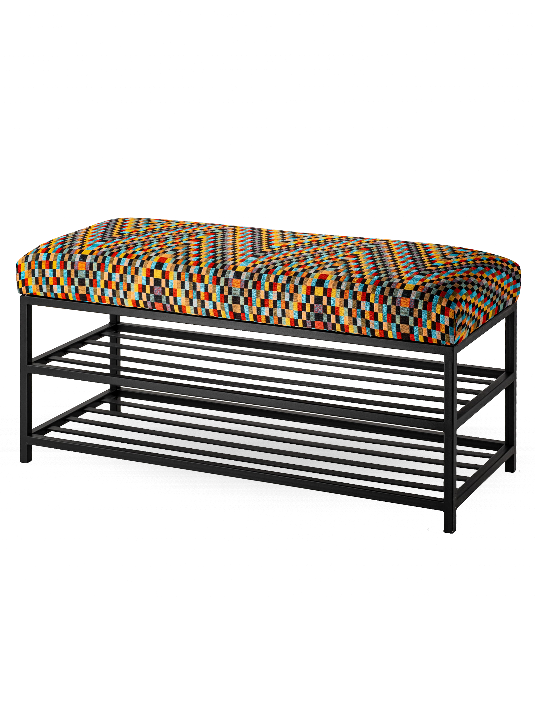 Banco tapizado para el recibidor Industrial DOUBLE SHELF BARCELONA